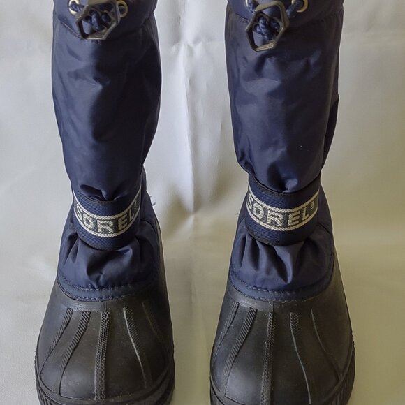 Sorel Snow Chariot black/blue insulated boots, size 6 - Picture 1 of 5